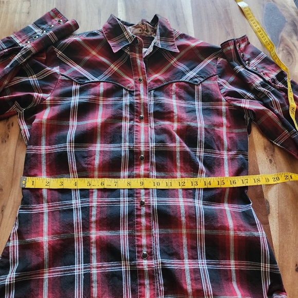 Roper long sleeve plaid western shirt,snap closure 100% cotton size M - Picture 11 of 13